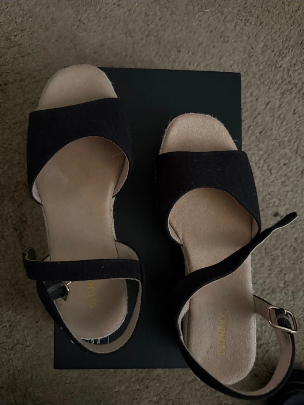 Old Navy Black Espadrille Wedge Sandals with Ankle Buckle - Picture 2 of 4